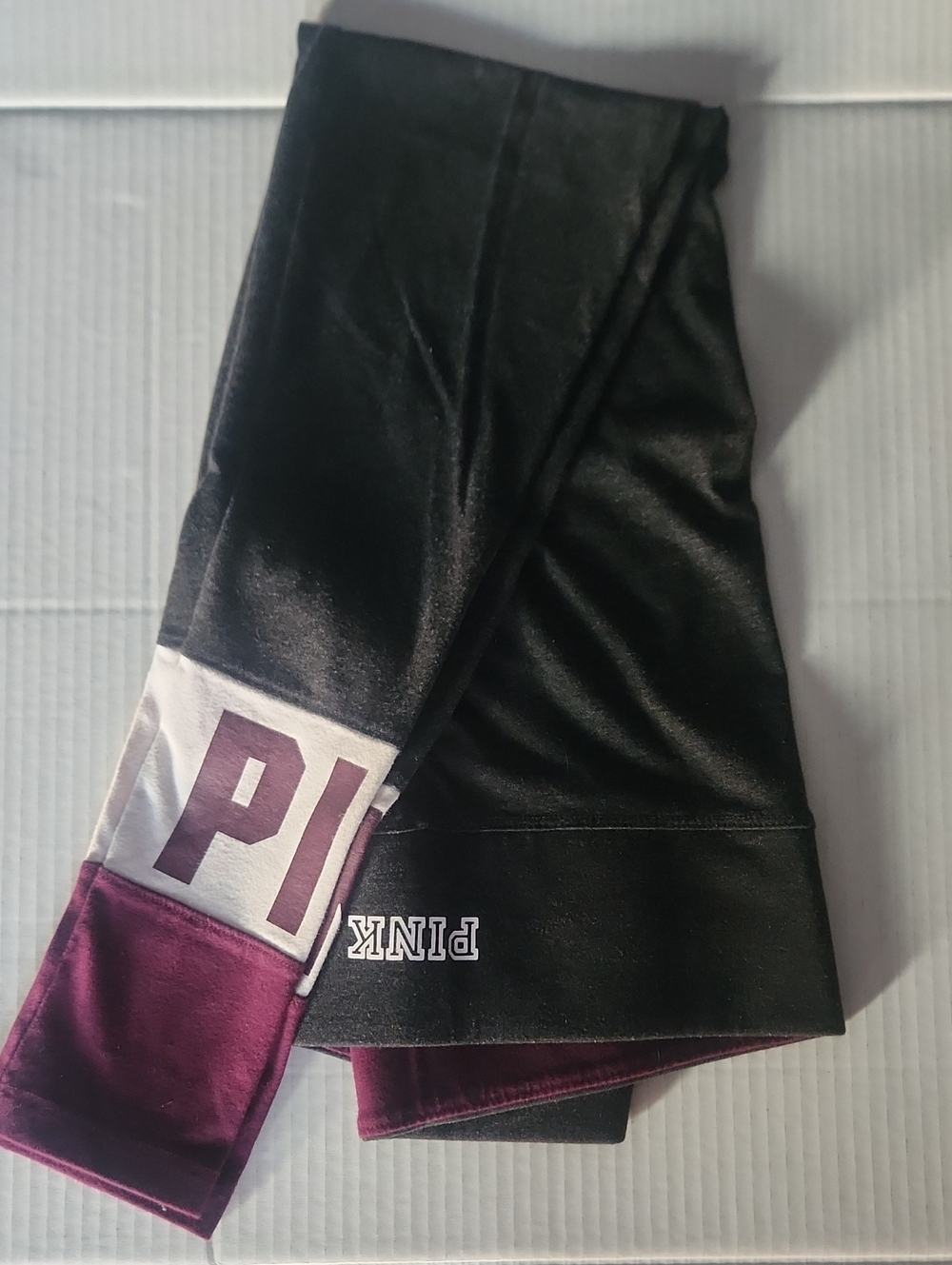 PINK Victoria's Secret~Vintage~ Grey Leggings with Burgundy and White Colorblock